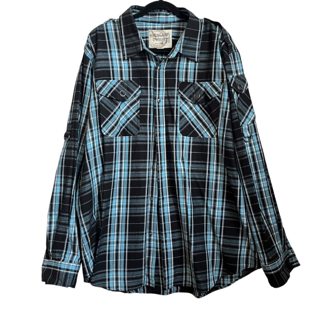 Gold Label Especial Issue Equipment V787 Blue Plaid Long Sleeve Preppy 2XL